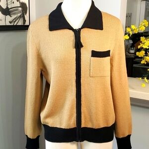 Nina Raynor, Delray‎ Beach, vintage gold/black sweater. Size medium. Zipp…